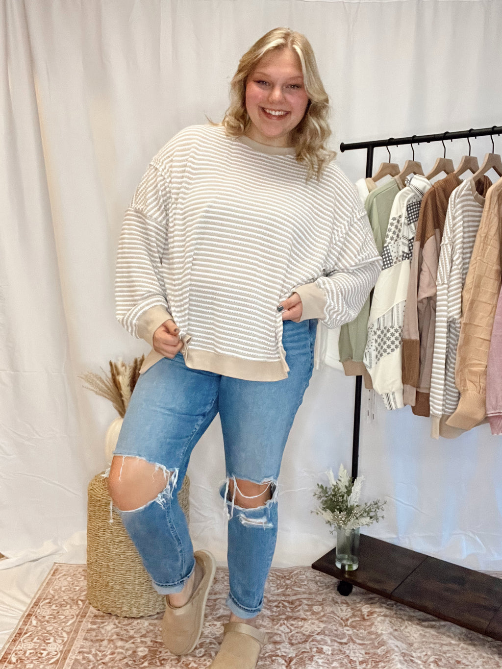 Striped Textured Pullover