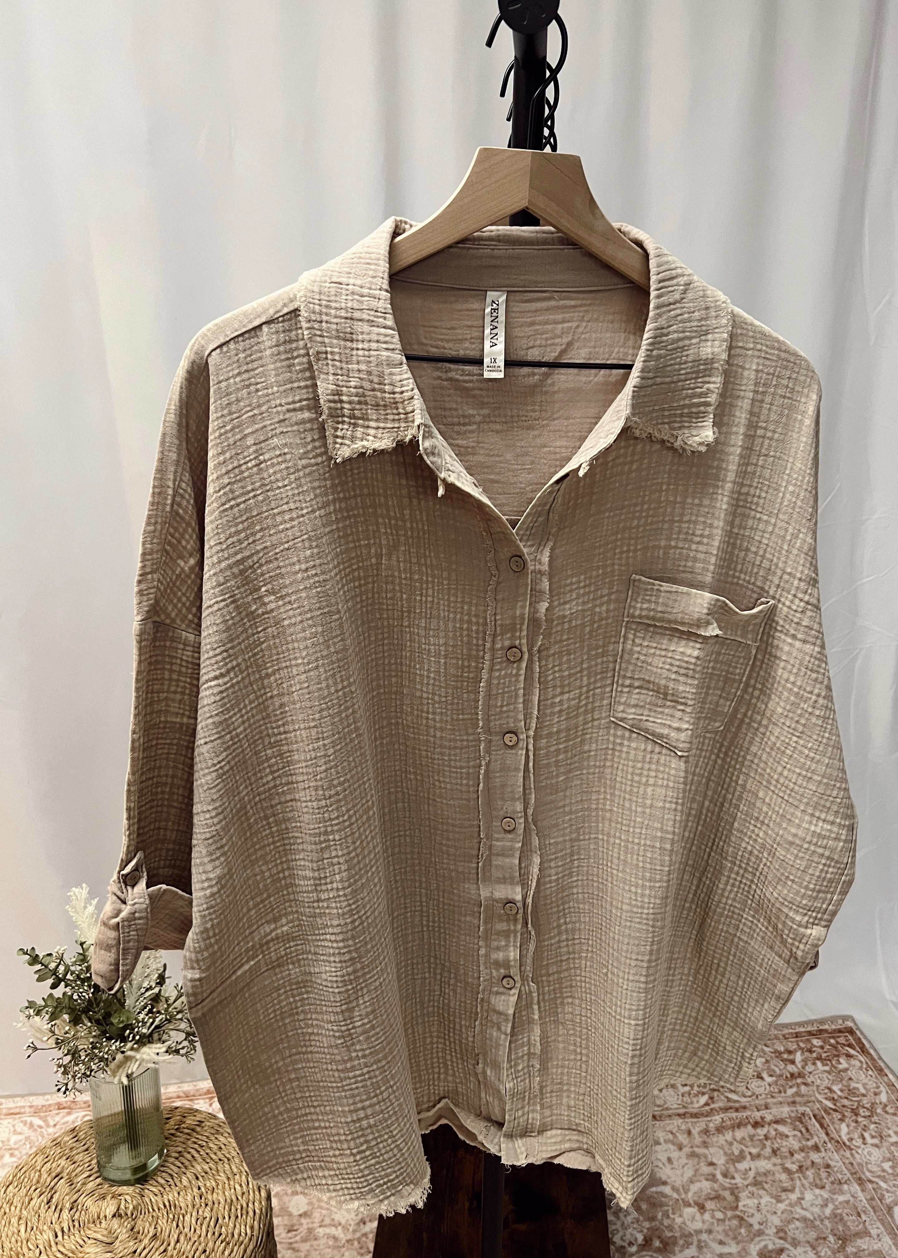 Linen Button Top