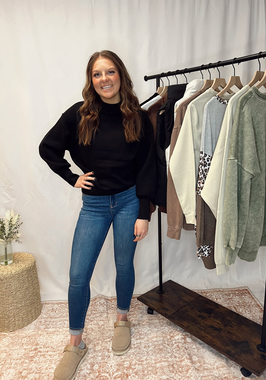 Black Mock-Neck Sweater