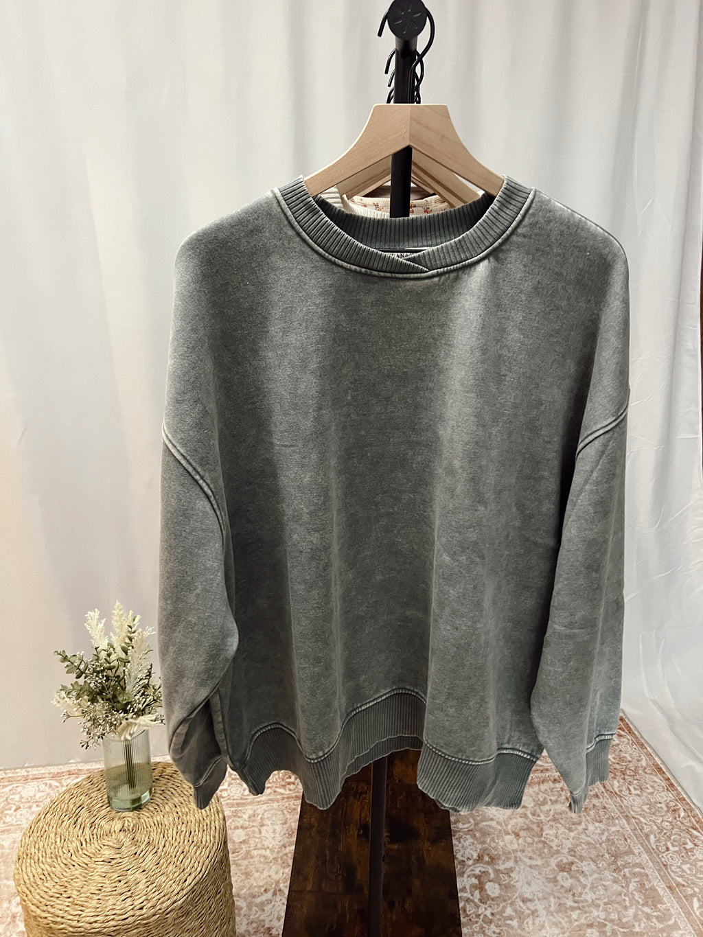 Blue Acid Washed Crewneck