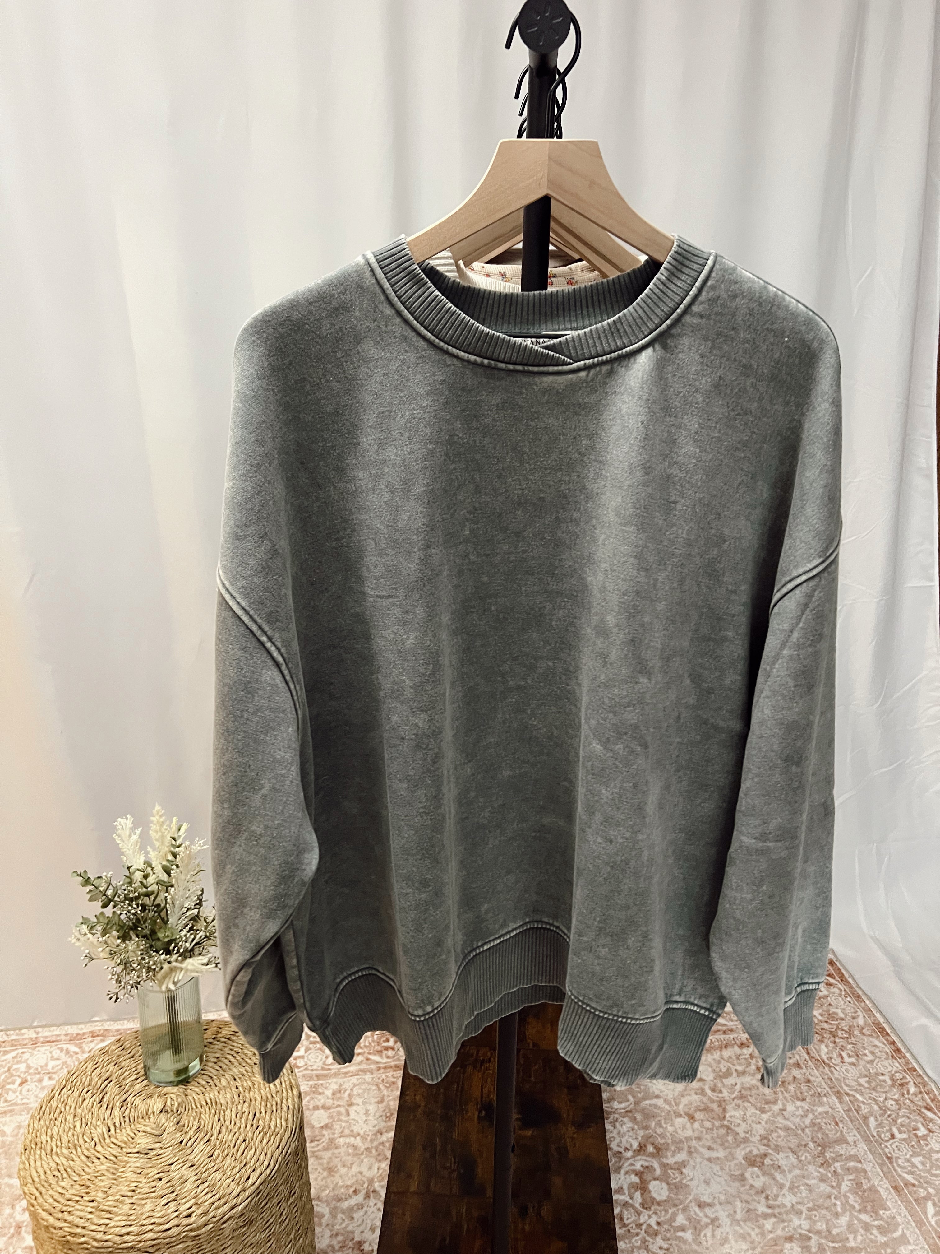 Blue Acid Washed Crewneck