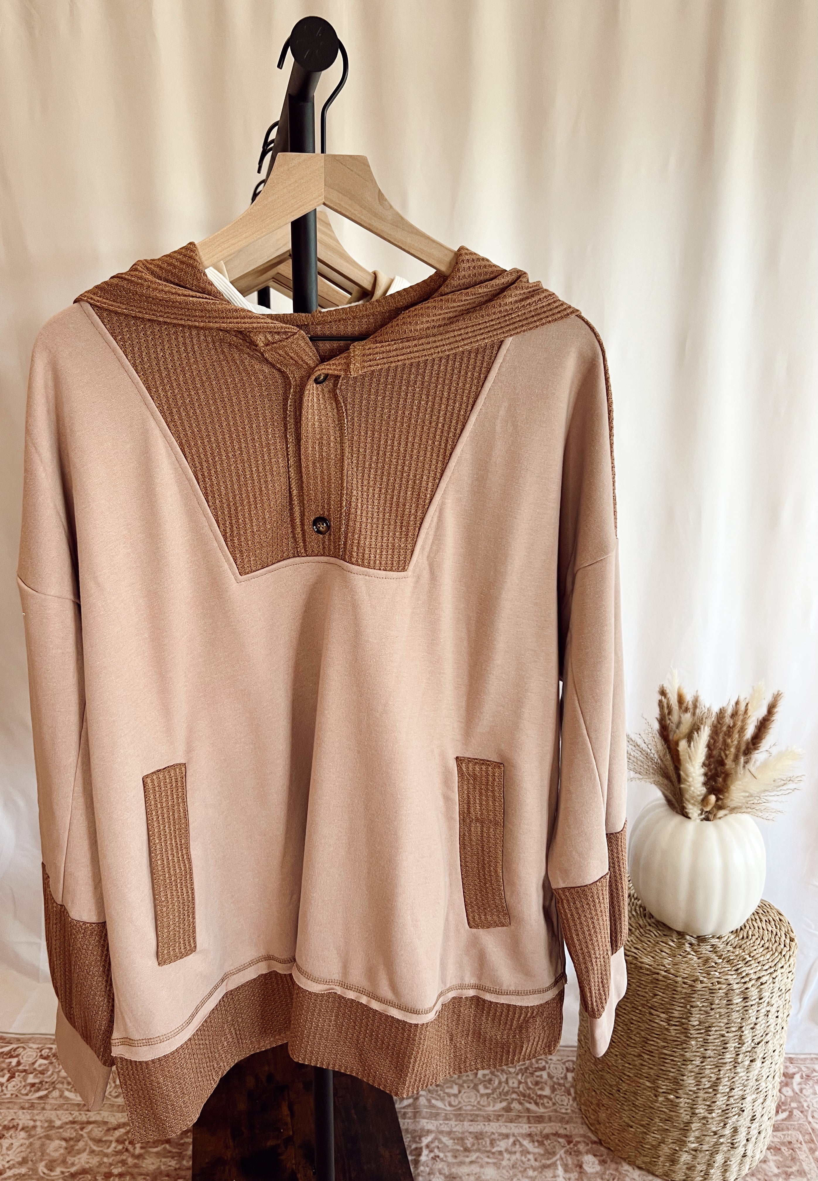 Brown Button Hoodie