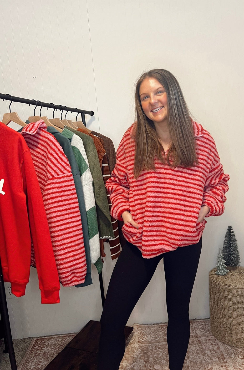 Striped Sherpa Quarter-Zip