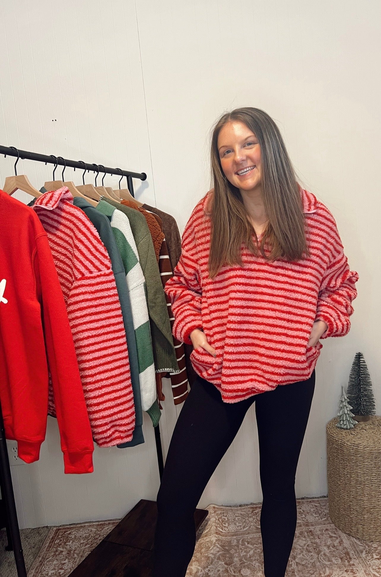 Striped Sherpa Quarter-Zip