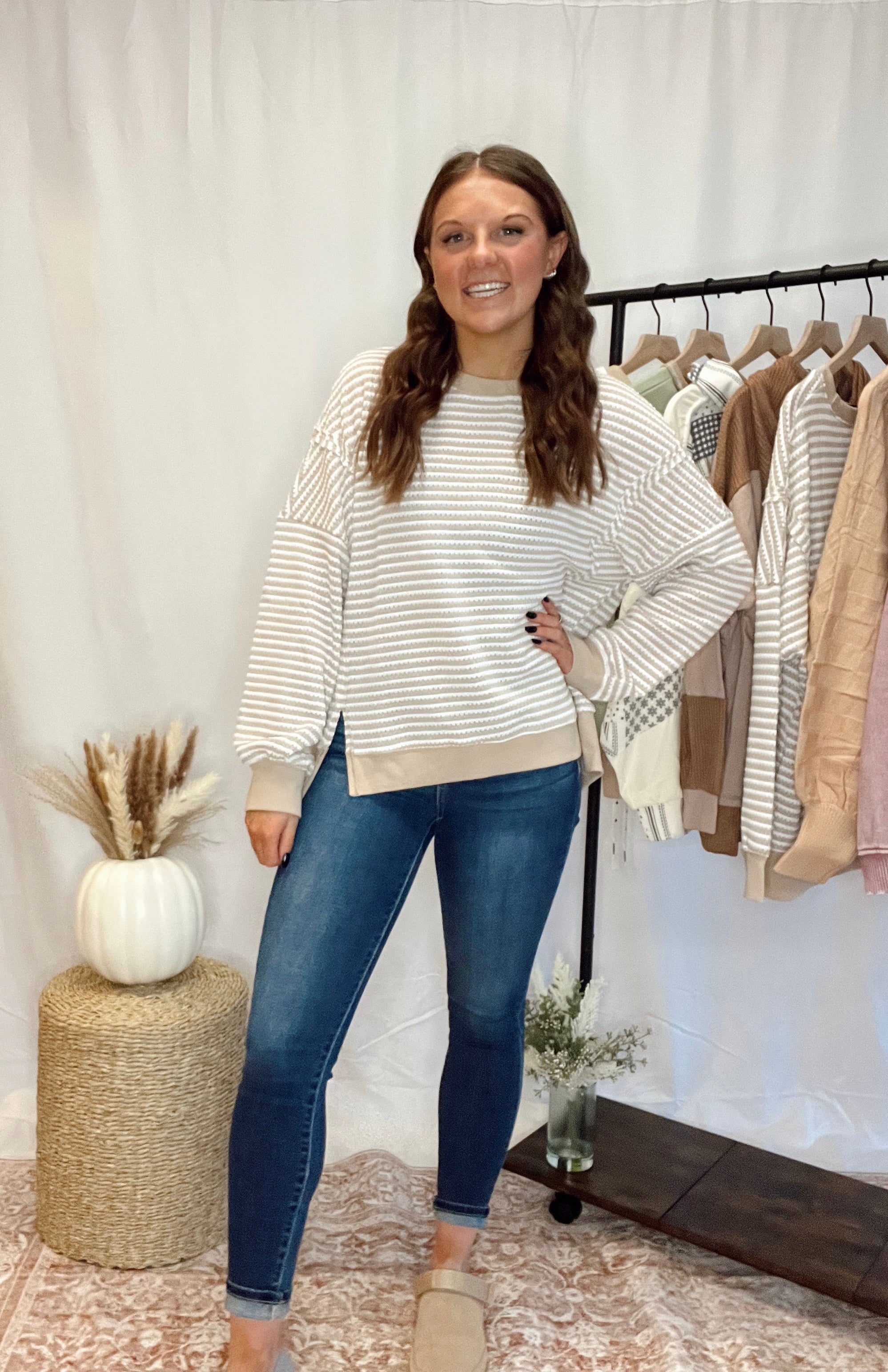 Striped Textured Pullover