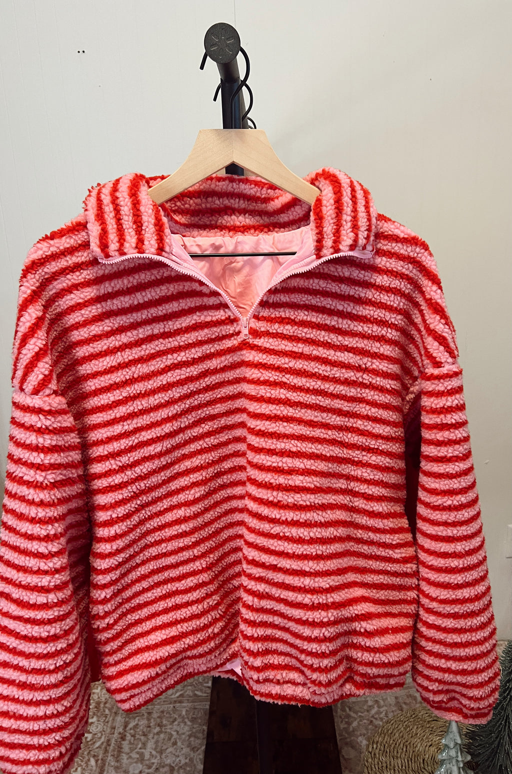 Striped Sherpa Quarter-Zip